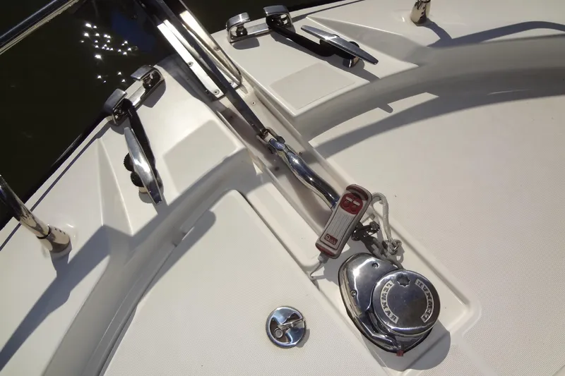 Dream Big Yacht Photos Pics Deck of 2023 Prestige 420S yacht with anchor winch and cleats.