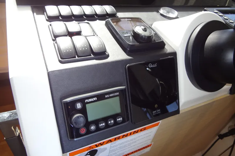 Dream Big Yacht Photos Pics Control panel of 2023 Prestige 420S yacht with navigation and audio systems.