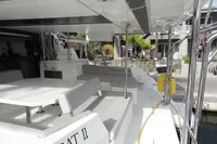 Leopard 50 yacht interior, 2021 model, featuring spacious seating and dining area.