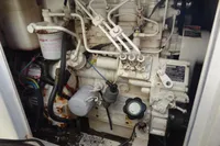 Engine compartment of a 2021 Leopard 50, featuring fuel filter and various components.