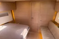 Luxurious interior of a 2016 Solaris 58 yacht with modern wood finish.