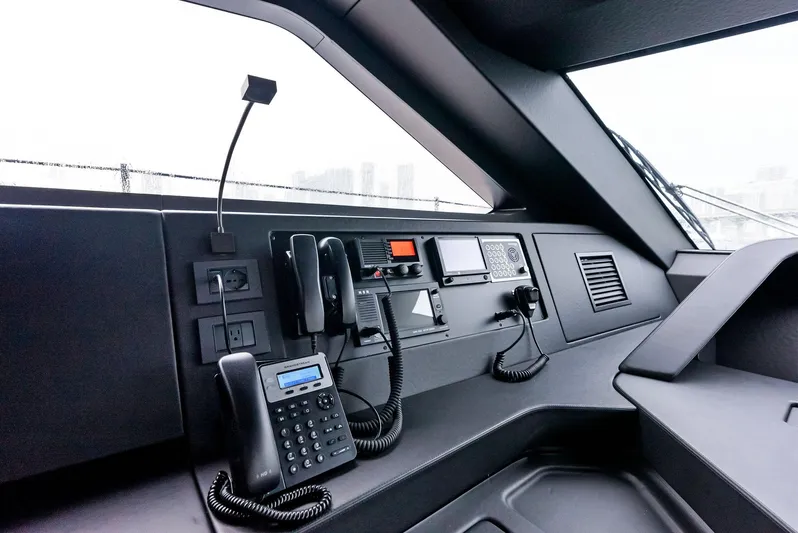 Ciao M Yacht Photos Pics Modern yacht control panel, Custom Line 106', 2023 model, featuring advanced communication systems.