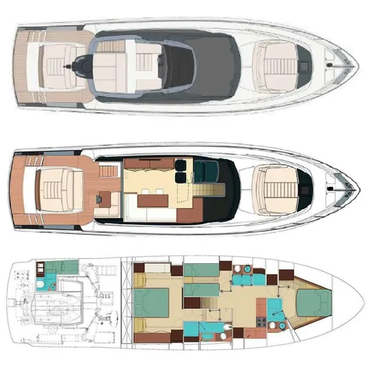  Yacht Photos Pics Floor plan of 2021 Riva 66' Ribelle luxury yacht, showcasing detailed layout and design.