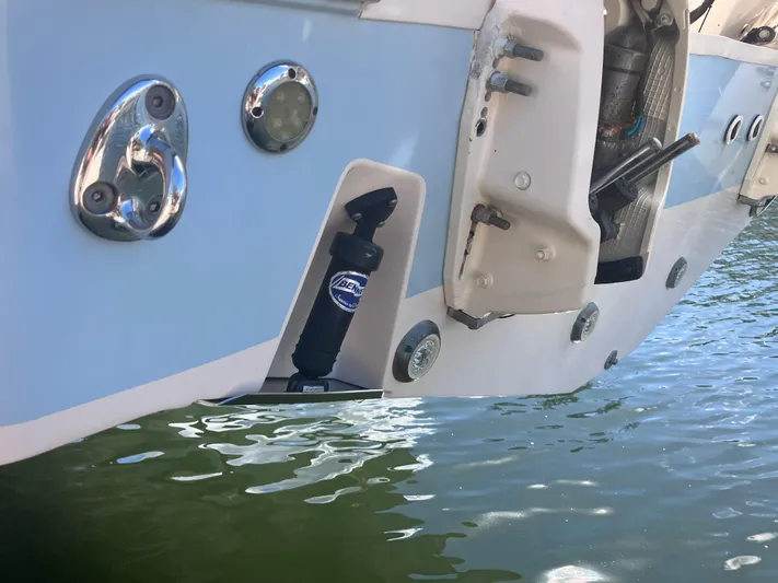  Yacht Photos Pics 2018 Grady-White Canyon 336 boat stern detail with water reflection.