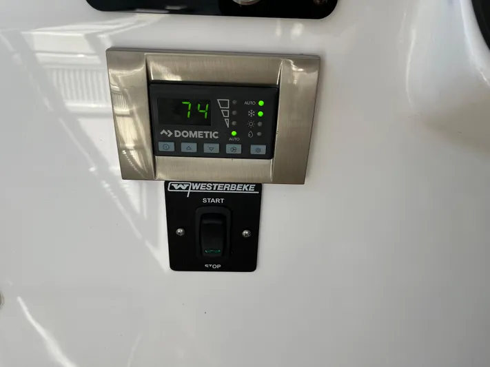  Yacht Photos Pics Control panel on a 2024 Tuna catamaran featuring Dometic and Westerbeke systems.