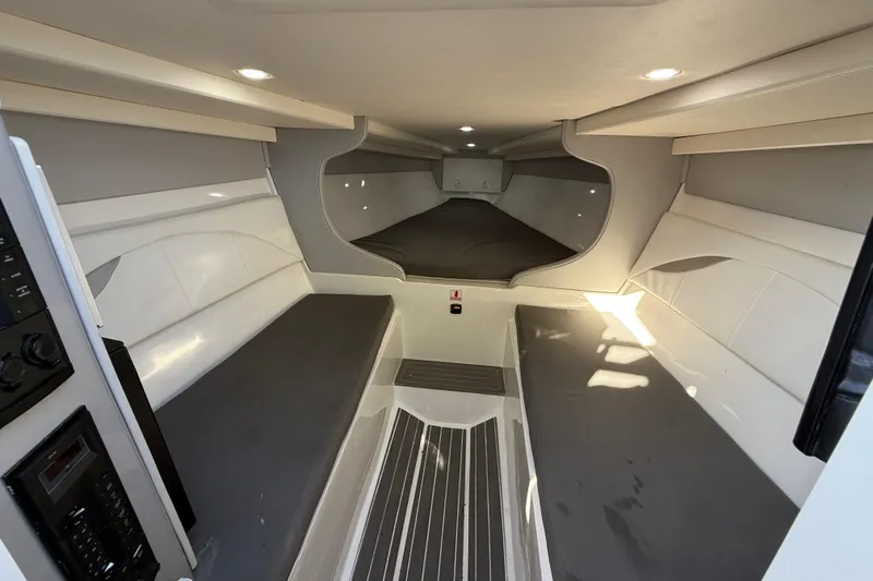  Yacht Photos Pics Interior of 2016 Extreme Boats 38 Cuddy Cabin, featuring sleek design and comfortable seating.