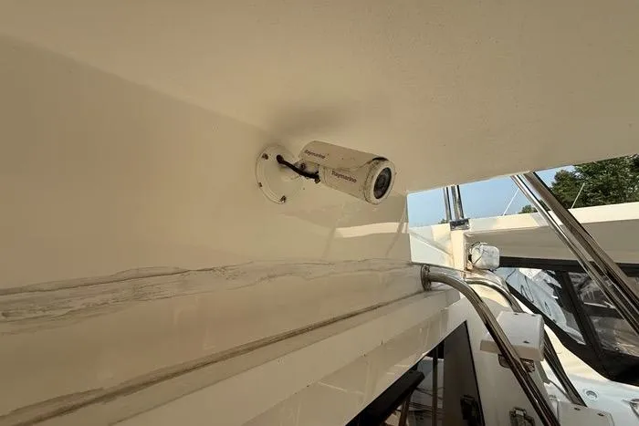  Yacht Photos Pics Security camera on 2007 Island Pilot 395 yacht, mounted under deck roof.