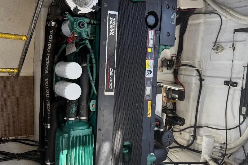  Yacht Photos Pics Engine compartment of a 2007 Island Pilot 395 with Volvo Penta D6-350 engine.