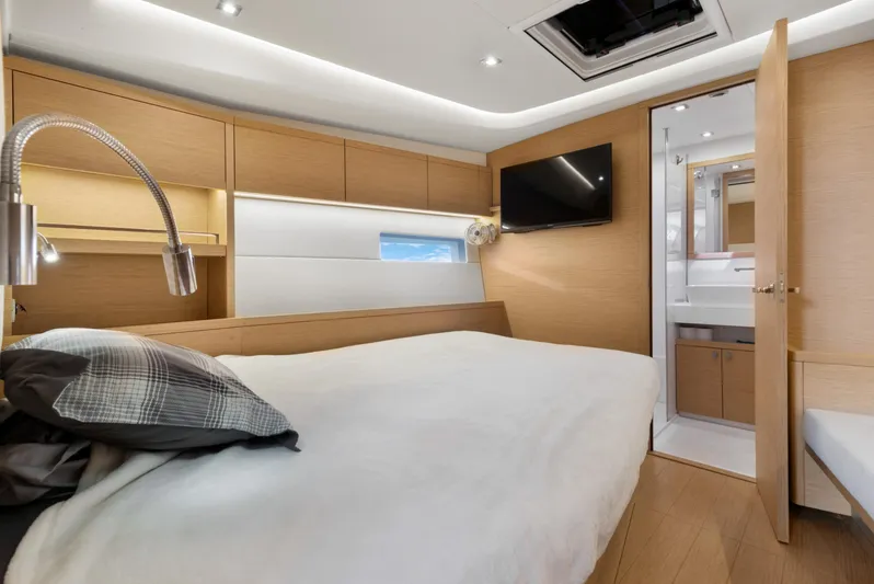 Estela Yacht Photos Pics Luxurious cabin interior of 2017 Grand Soleil 52 Long Cruise yacht.