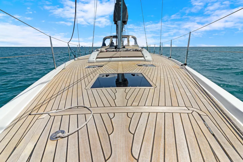 Estela Yacht Photos Pics Grand Soleil 52 Long Cruise 2017 yacht deck with ocean view and clear sky.