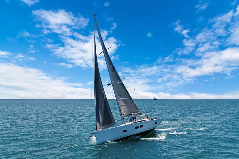 Estela Yacht Photos Pics 2017 Grand Soleil 52 Long Cruise sailing on open sea under clear blue sky.