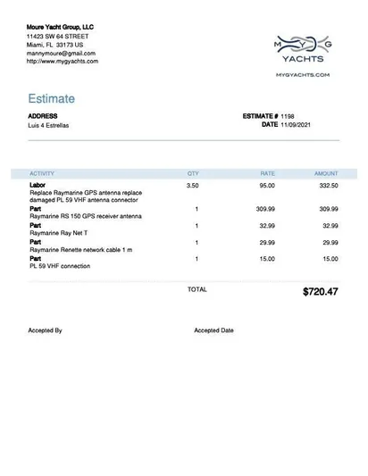 4 Estrellas Yacht Photos Pics New GPS Antenna 11/11/21