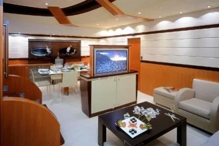  Yacht Photos Pics Luxurious interior of 2004 Dereli Yachts S/Y 42 m, featuring elegant dining and seating areas.