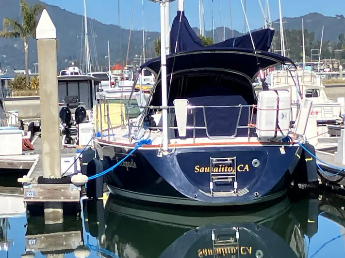 Escapade Yacht Photos Pics Sailboat docked in marina, Sabre 402, 1997 model, Sausalito, CA.
