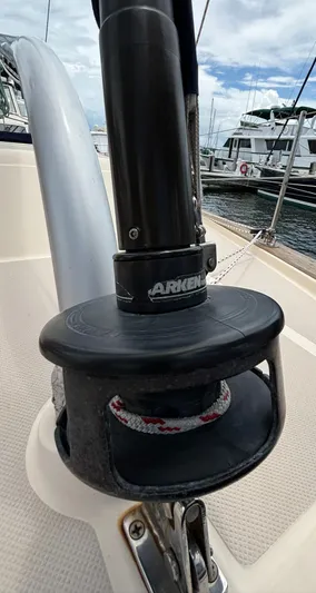 Sapphire Seas Yacht Photos Pics Close-up of a 2005 Island Packet 445 sailboat with furling system.