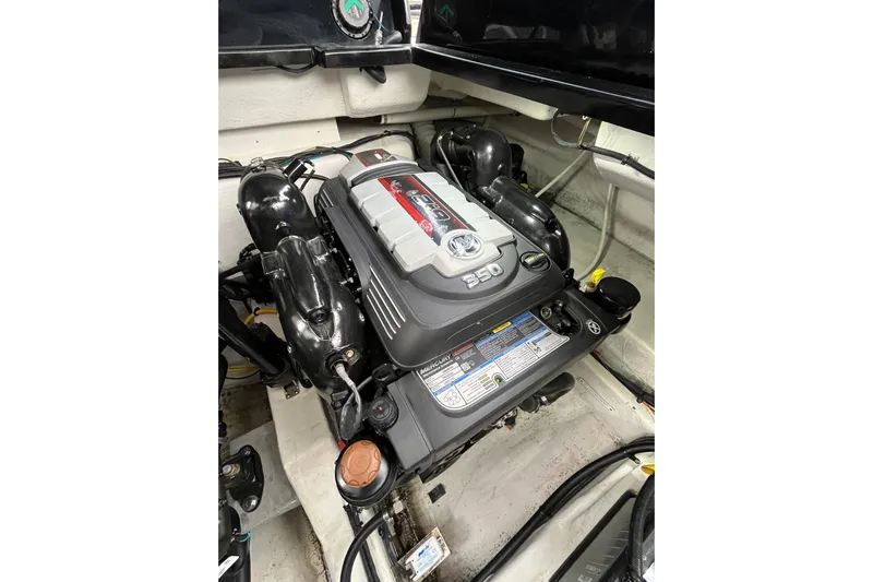  Yacht Photos Pics Engine compartment of 2022 Cruisers Yachts 338 South Beach Edition Bow Rider.