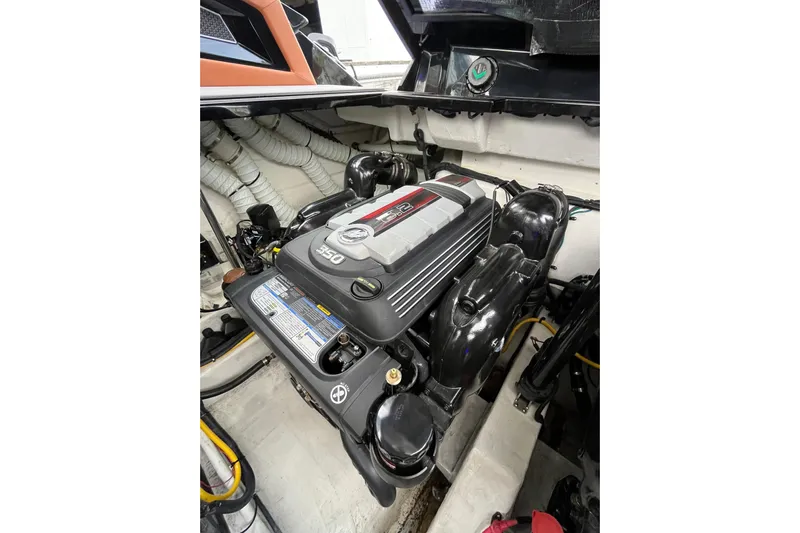  Yacht Photos Pics Engine compartment of 2022 Cruisers Yachts 338 South Beach Edition Bow Rider.