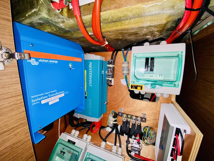 No Schedule Yacht Photos Pics Electrical system components inside a 2019 Lagoon 42 Owners Version yacht.