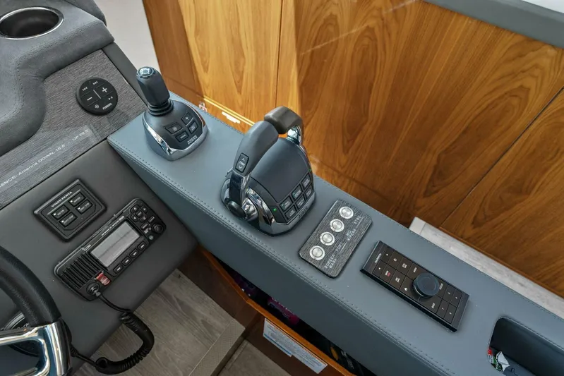Gia Yacht Photos Pics Control panel of 2021 Riviera 5400 Sport Yacht with modern navigation equipment.
