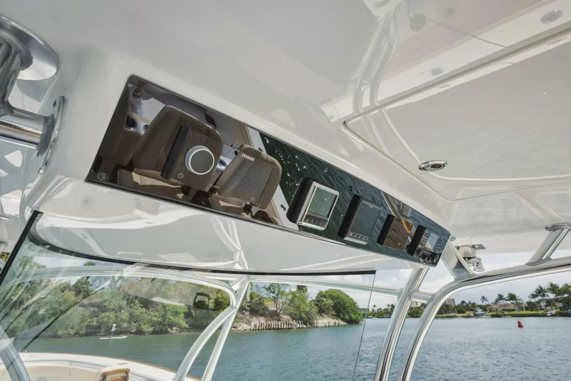 Primo Yacht Photos Pics 2023 Valhalla Boatworks V-41 control panel with scenic water view.