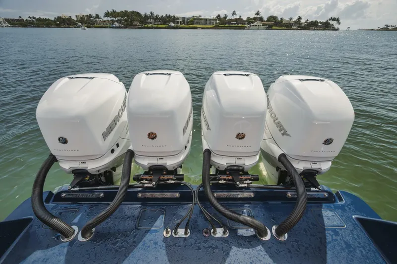 Primo Yacht Photos Pics 2023 Valhalla Boatworks V-41 with four Mercury outboard engines on water.