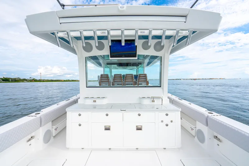  Yacht Photos Pics HCB 56 Suenos GIX 2026 boat interior with seating and ocean view.