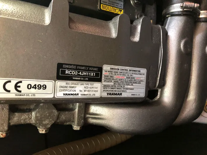 Hydrobaby3 Yacht Photos Pics Yanmar engine label on a 2019 Beneteau Oceanis 51.1 sailboat.