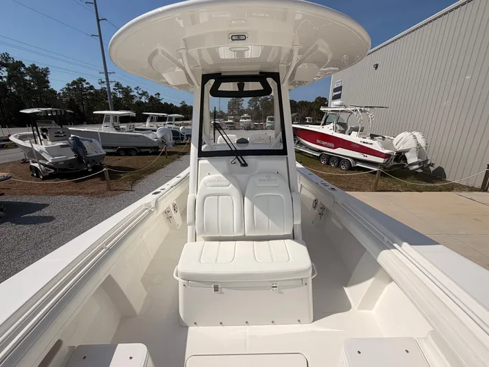  Yacht Photos Pics Regulator 28 boat 2022, interior view, displayed at a boatyard.