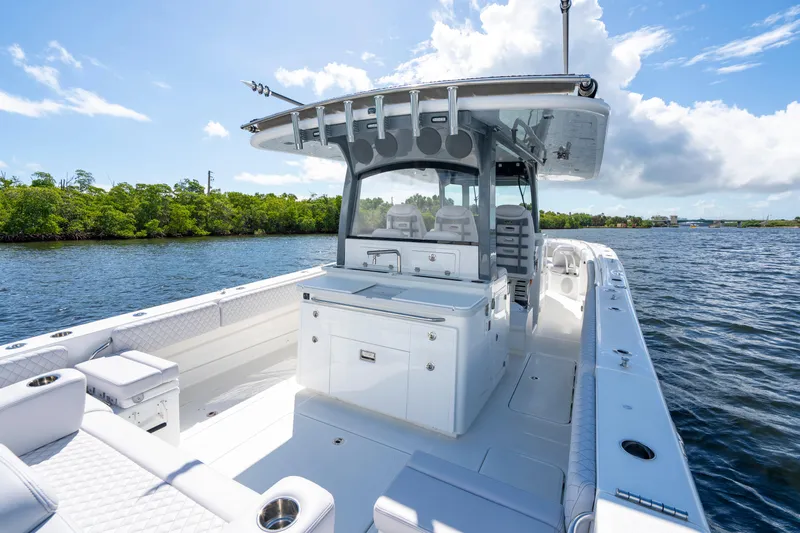  Yacht Photos Pics 2026 HCB 42 Lujo boat on water, featuring sleek design and spacious deck.