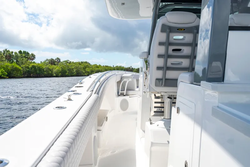  Yacht Photos Pics 2026 HCB 42 Lujo boat interior with sleek seating and scenic water view.