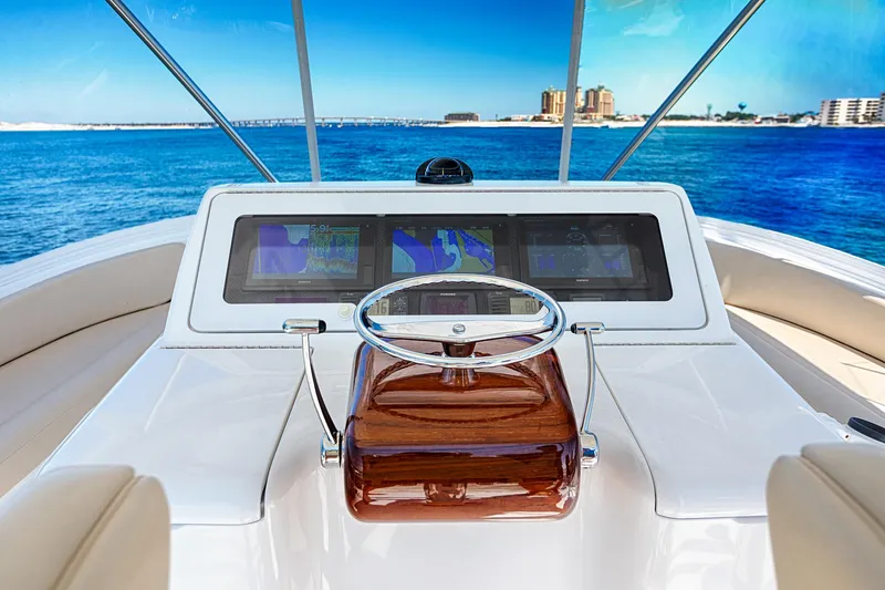 O'fishal Bizzness Yacht Photos Pics 2018 Viking 44 Convertible  Helm 2