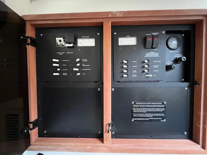  Yacht Photos Pics Electrical control panel on a 2006 Boston Whaler 305 Conquest boat.