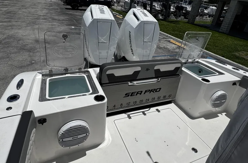  Yacht Photos Pics 2024 Sea Pro 322 DLX boat with dual Mercury engines and live wells.