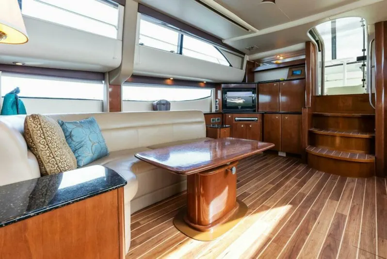 M&m Yacht Photos Pics Luxurious interior of 2008 Meridian 459 Motoryacht with elegant wood finishes and comfortable seating.