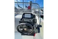 Cockpit of 2023 Quicksilver Activ 675 Open with Garmin navigation system.