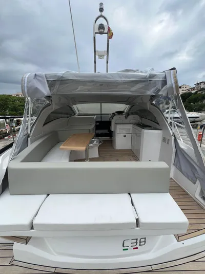 New Sessa C38 Yacht Photos Pics 2024 Sessa Marine C38 yacht with spacious deck and seating area.