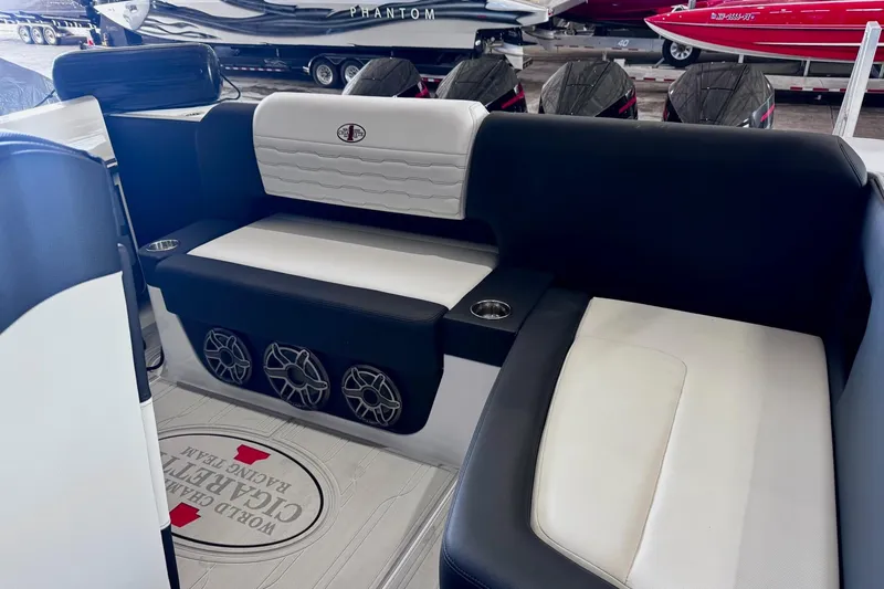  Yacht Photos Pics Interior of 2025 Cigarette 42' Auroris with luxurious seating.