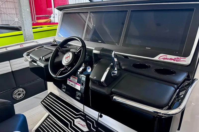  Yacht Photos Pics Cockpit of Cigarette 42' Auroris 2025 with modern controls.