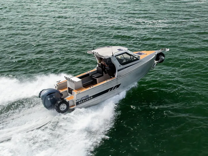 Latitude Yacht Photos Pics Sealegs 8.5M 2022 model boat cruising on water, showcasing speed and agility.