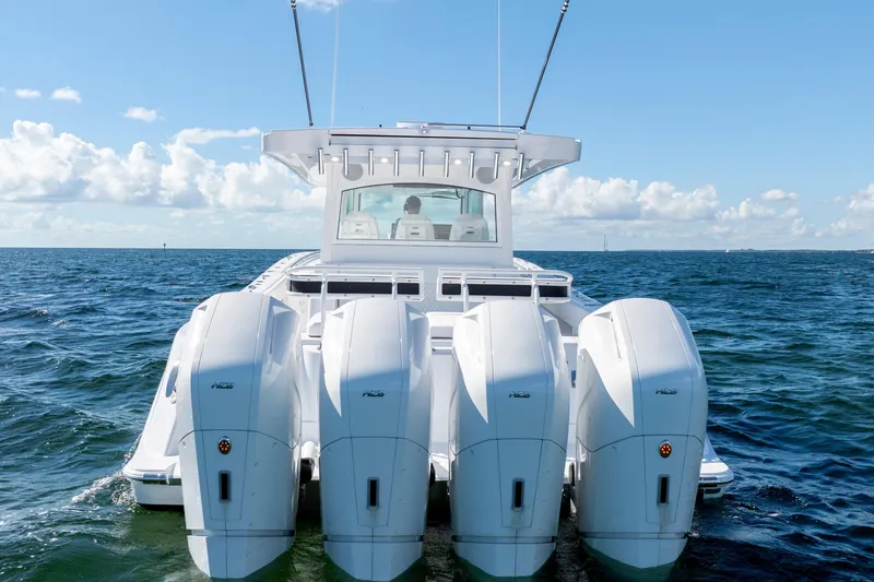  Yacht Photos Pics 2026 HCB 48 Campeon boat with four powerful engines on open water.