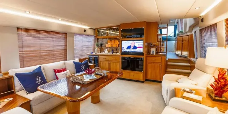  Yacht Photos Pics Luxurious interior of 2000 Pacific Mariner 65 Motoryacht with elegant furnishings and modern amenities.
