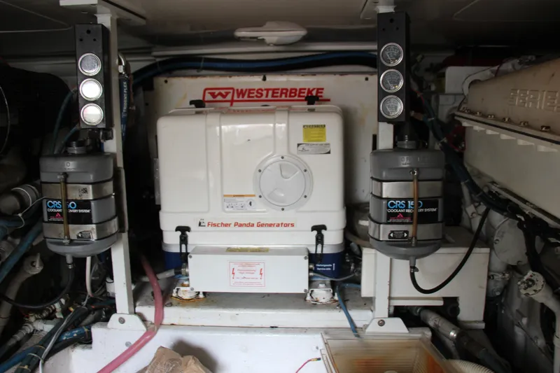 Galatea Yacht Photos Pics Engine room with Fischer Panda generator and coolant recovery systems, Post 50, year 2000.