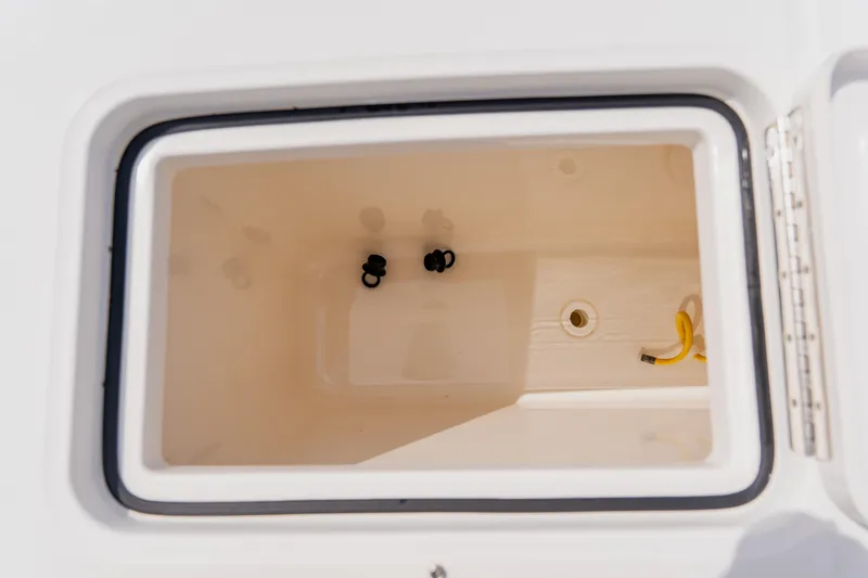  Yacht Photos Pics Open storage compartment on 2018 Regulator 41 boat, featuring a clean interior.