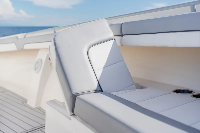  Yacht Photos Pics Luxurious seating on a 2018 Regulator 41 boat with ocean view.
