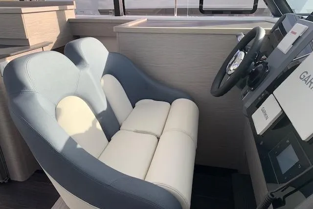Cat&go Yacht Photos Pics 2025 Fountaine Pajot MY4.S helm with dual seats and modern navigation system.