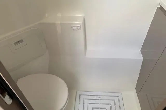 Cat&go Yacht Photos Pics Bathroom interior of 2025 Fountaine Pajot MY4.S yacht, featuring modern fixtures.