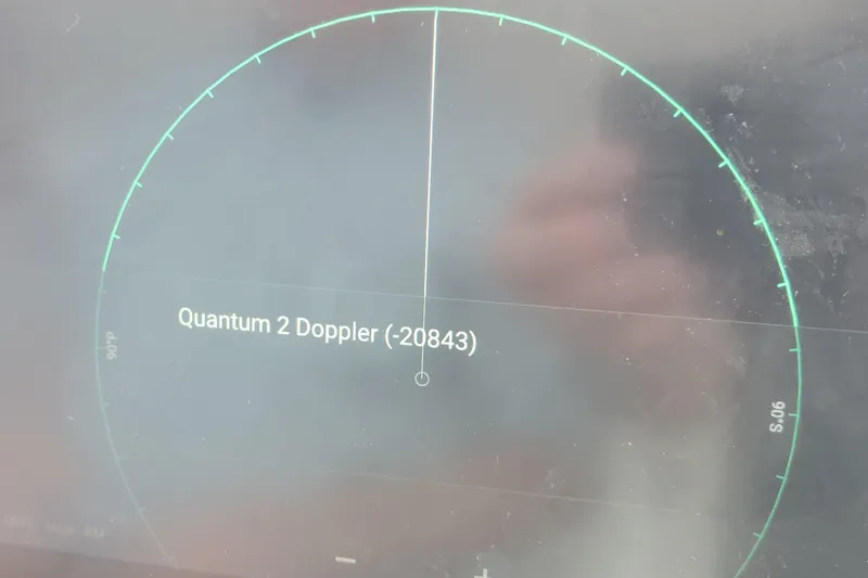 Escape II Sea Yacht Photos Pics Radar display showing Quantum 2 Doppler reading on 2003 Silverton 453 Motor Yacht.
