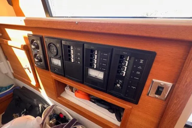 Windless Yacht Photos Pics Control panel of a 2016 Ranger Tugs R-29 S Tug boat interior.