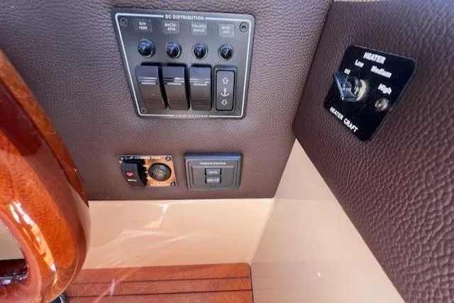 Windless Yacht Photos Pics Control panel of 2016 Ranger Tugs R-29 S Tug with switches and heater controls.