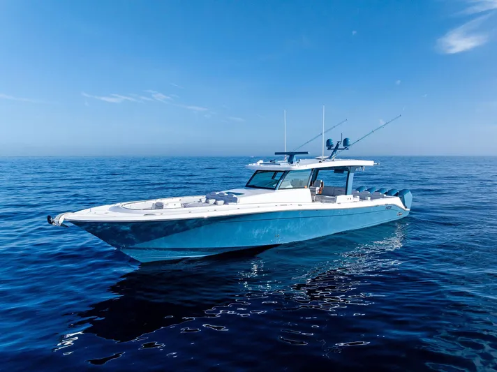 Bushwacked Yacht Photos Pics 2025 HCB 56 Suenos GIX luxury boat cruising on open ocean.